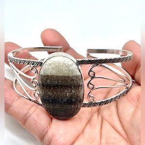 Black Calcite “ The Memory Stone” Cuff Bracelet Adjustable